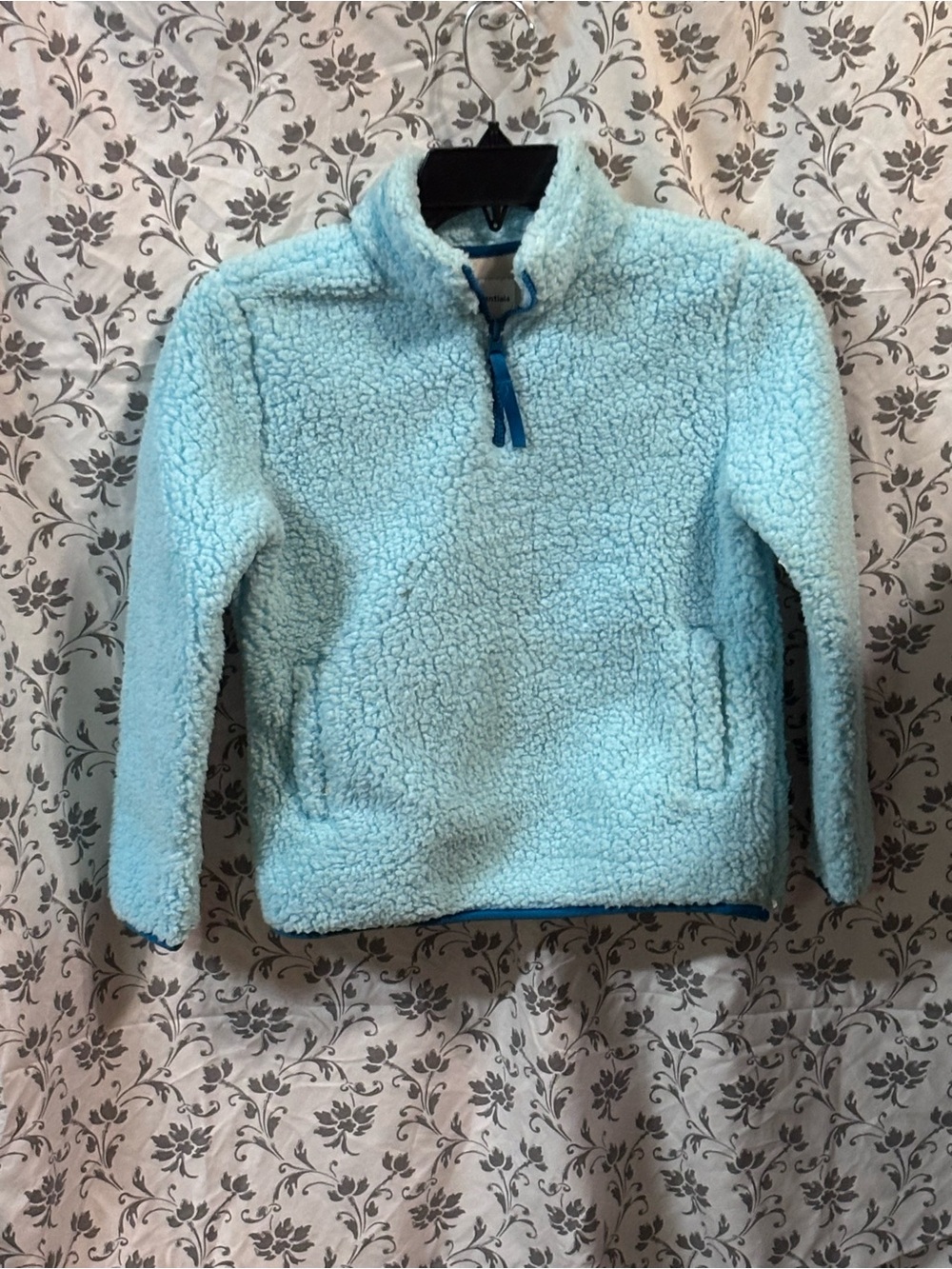 Amazon Essentials Light Blue Sherpa Quarter Zip Pullover